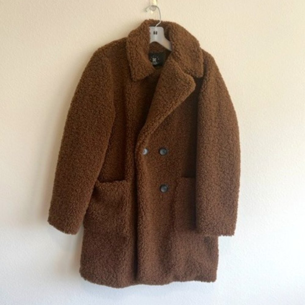 Brown Teddy Jacket (Oversized Fit) - SMALL